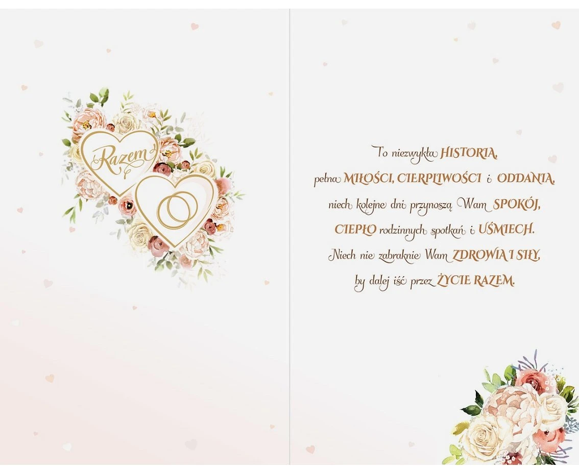 Card 50th Wedding Anniversary, Two Hearts, 13x20.5 cm